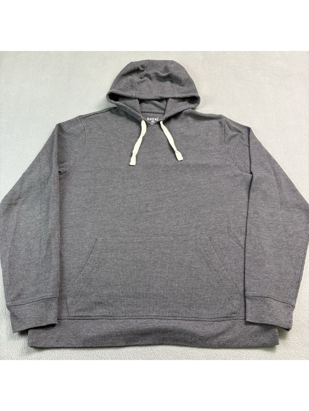 Rhone Thermal Waffle Knit Pullover Hoodie Size Medium Gray